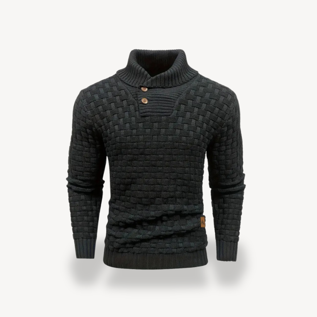 Men's Waffle Knit Polo Sweater | Loravelle