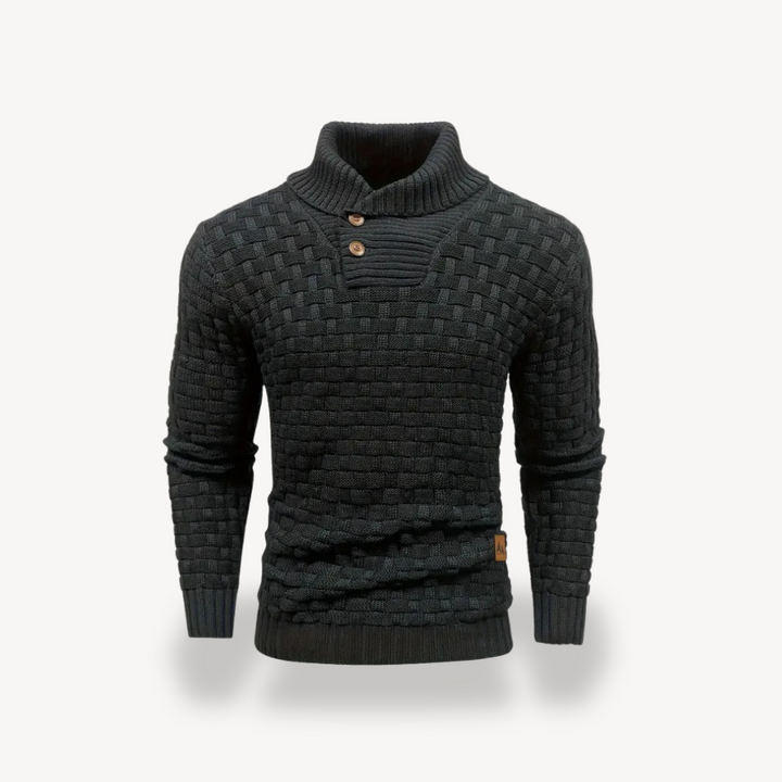 Men's Waffle Knit Polo Sweater | Loravelle