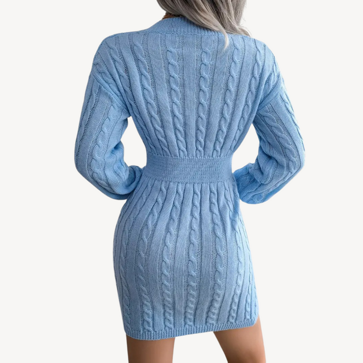 Cable Knit V-Neck Dress | Loravelle