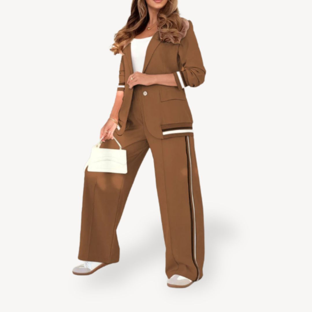 Two-Piece Striped Blazer Suit Women | Loravelle