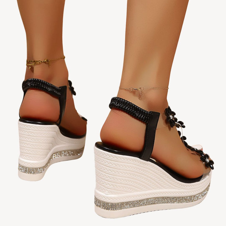 Orthopedic Wedge Sandals Women Floral Clear | Loravelle