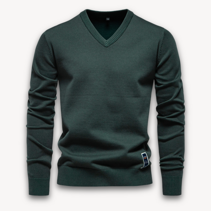 Loravelle | Men's V-Neck Sweater - Lightweight Cotton Blend Pullover for Adults - Classic Winter Wear