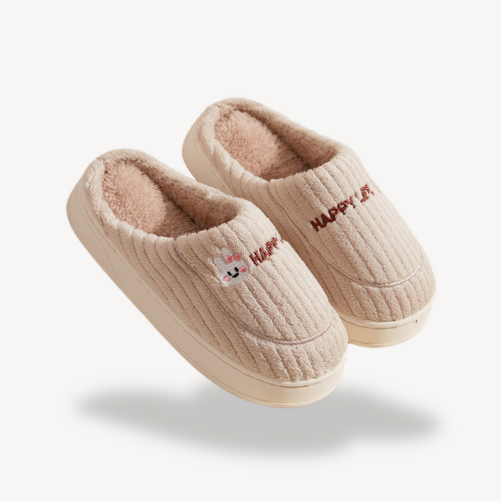Orthopedic Unisex Plush Indoor Slippers with Embroidery | Loravelle