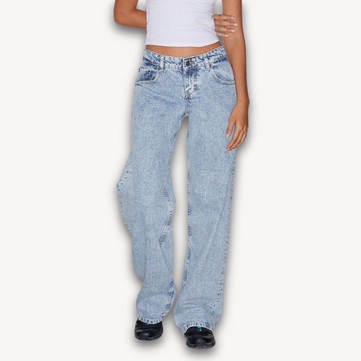 Loravelle | Women's Wide-Leg Jeans - High-Waisted Relaxed Fit Denim - 100% Cotton - Casual Adult Streetwear