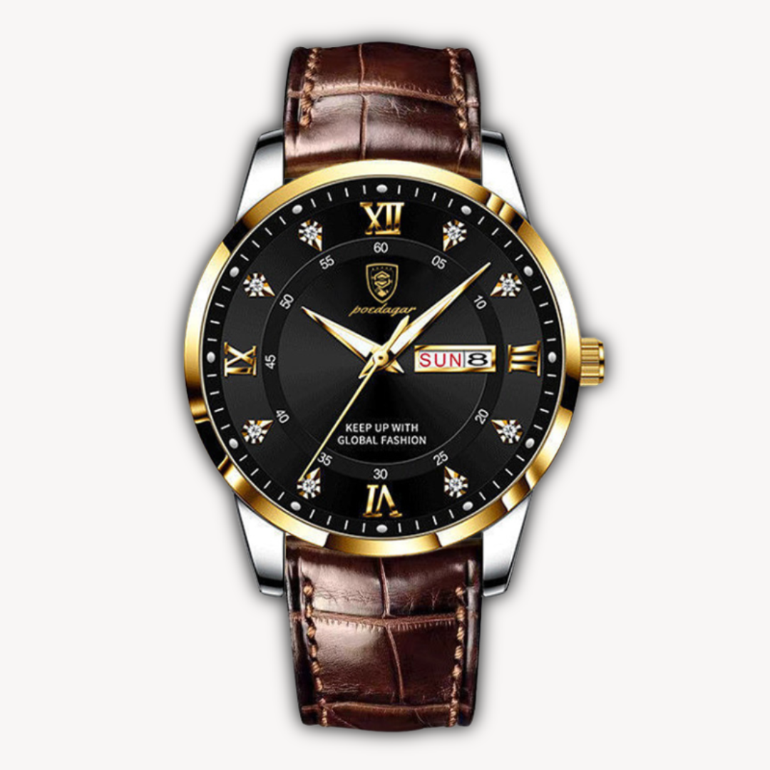 Loravelle | Men's Brown Leather Strap Watch