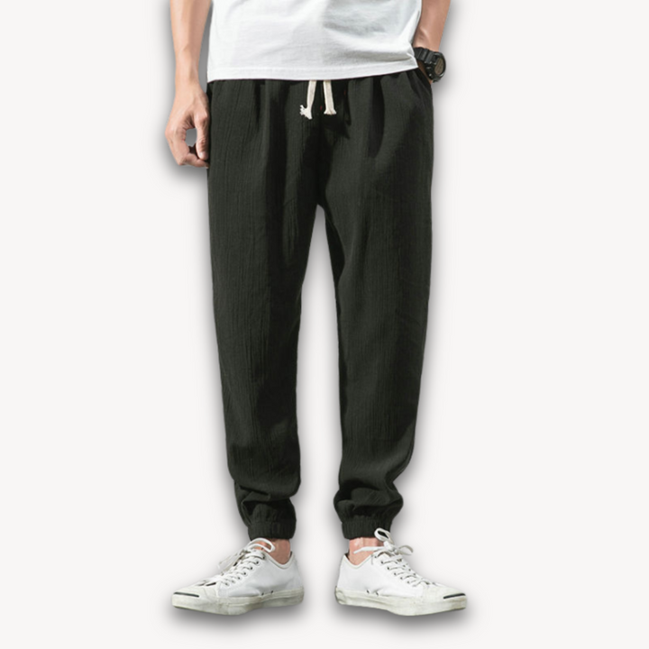 Loravelle | Men's Cotton Harem Pants - Elastic Waist, Adjustable Drawstring, Casual Wear