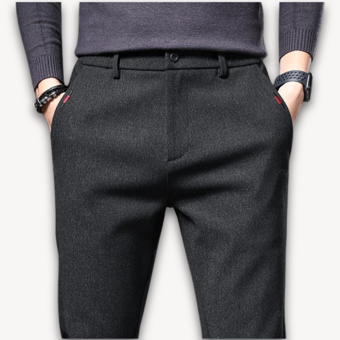 Loravelle | Men's Wool Blend Slim Fit Trousers - Casual Business Pants