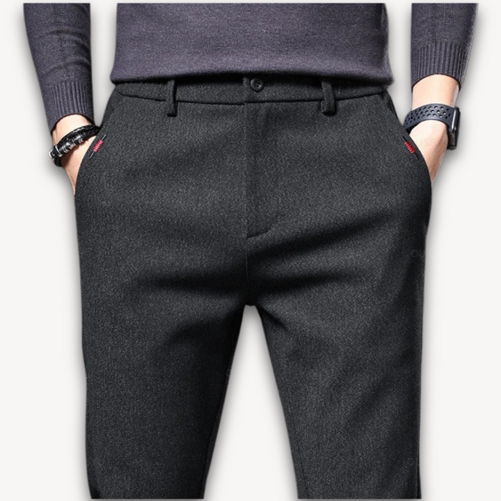 Loravelle | Men's Wool Blend Slim Fit Trousers - Casual Business Pants