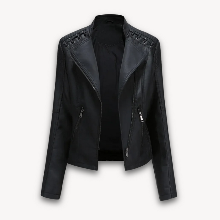 Loravelle | Women's Faux Leather Jacket - Slim Fit Moto Biker Style, Adult Fashion Outerwear