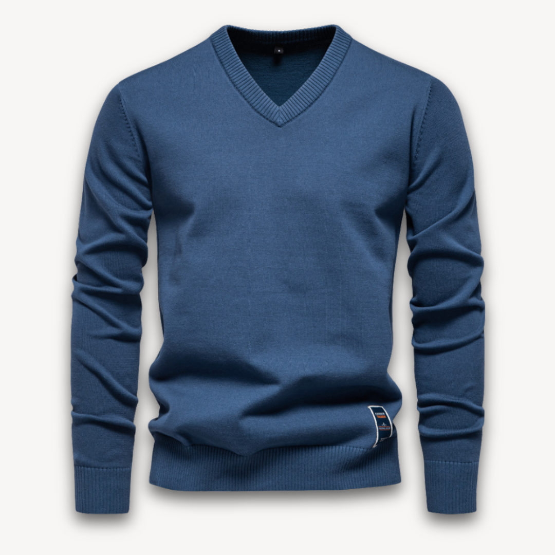 Loravelle | Men's V-Neck Sweater - Lightweight Cotton Blend Pullover for Adults - Classic Winter Wear