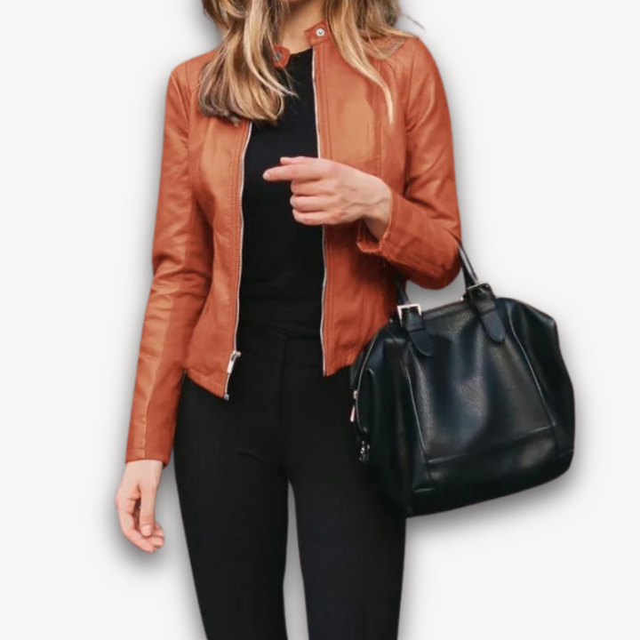 Loravelle | Women's Faux Leather Biker Jacket - Slim Fit -Motorcycle Style