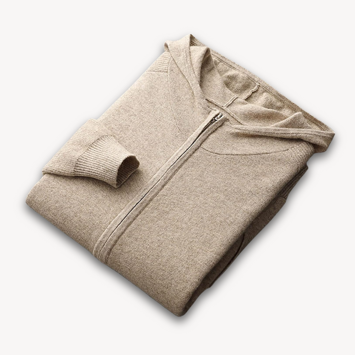 Loravelle | Men's Merino Wool Full-Zip Hoodie– Adult Casual Knitwear