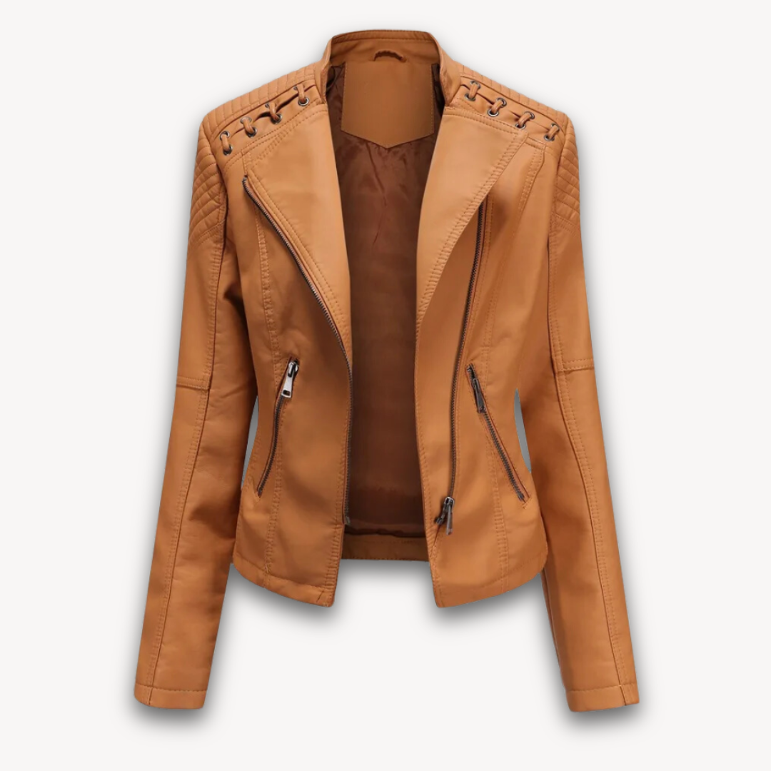 Loravelle | Women's Faux Leather Jacket - Slim Fit Moto Biker Style, Adult Fashion Outerwear