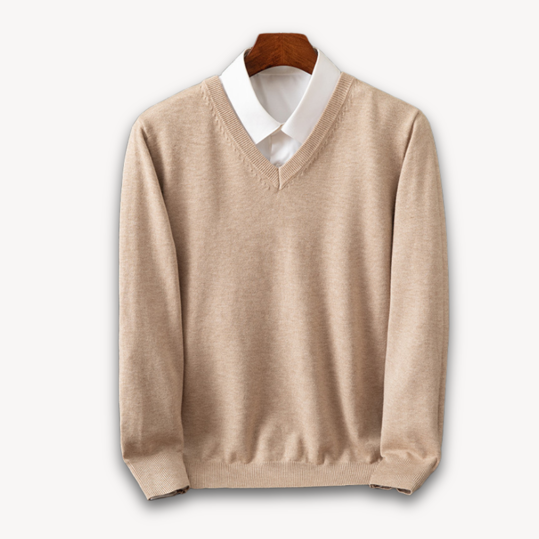 Loravelle | Men's Cashmere V-Neck Sweater - Slim Fit - Soft & Lightweight - Casual & Formal Wear - Adult Clothing