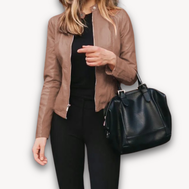 Loravelle | Women's Faux Leather Biker Jacket - Slim Fit -Motorcycle Style