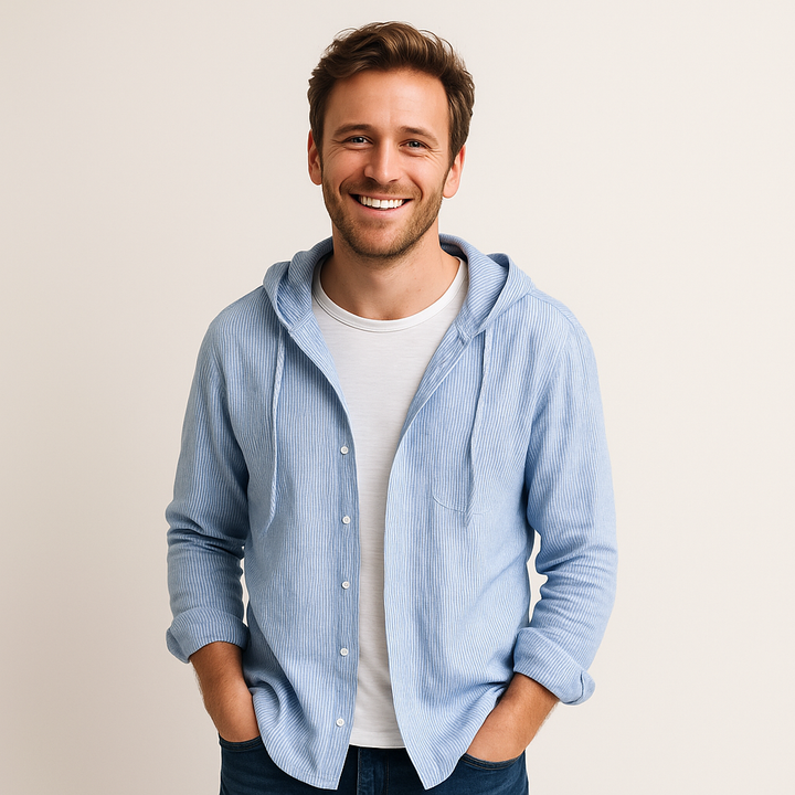 Long Sleeve Hooded Striped Shirt Men | Loravelle