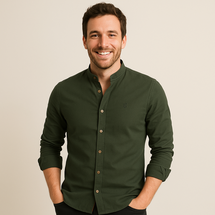Men's Casual Mandarin Collar Shirt | Loravelle