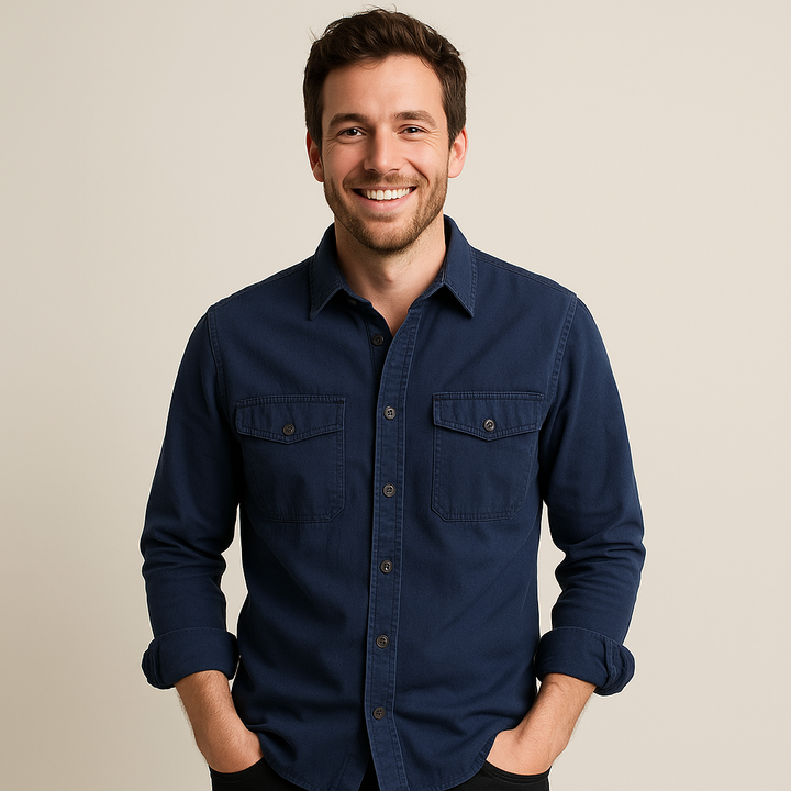 Men's Washed Cotton Cargo Work Shirt | Loravelle