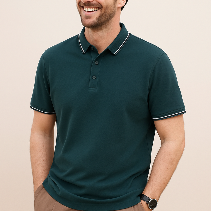 Men's Embroidered Cotton Pique Polo Shirt | Loravelle