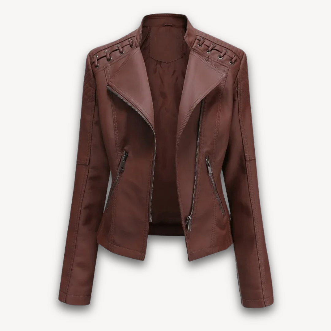 Loravelle | Women's Faux Leather Jacket - Slim Fit Moto Biker Style, Adult Fashion Outerwear