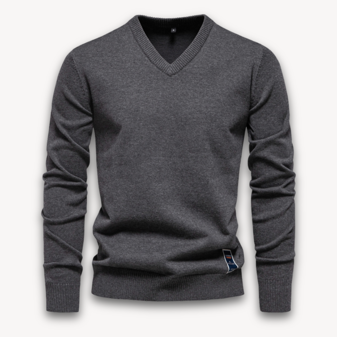 Loravelle | Men's V-Neck Sweater - Lightweight Cotton Blend Pullover for Adults - Classic Winter Wear