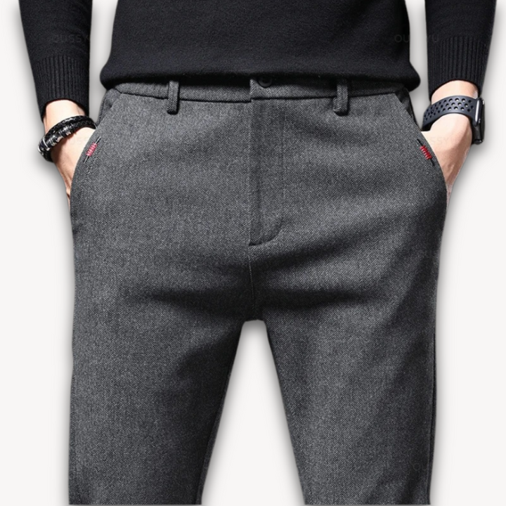 Loravelle | Men's Wool Blend Slim Fit Trousers - Casual Business Pants