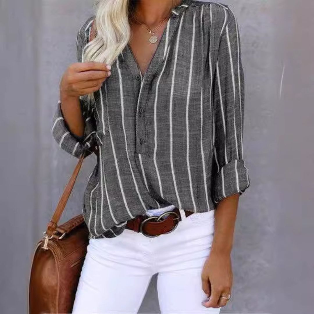 Cotton Blend Striped Shirt Women | Loravelle