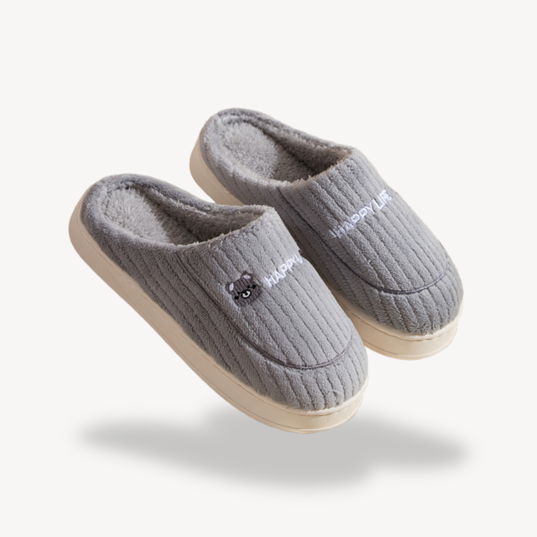 Orthopedic Unisex Plush Indoor Slippers with Embroidery | Loravelle