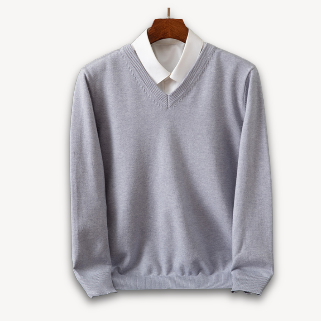 Loravelle | Men's Cashmere V-Neck Sweater - Slim Fit - Soft & Lightweight - Casual & Formal Wear - Adult Clothing