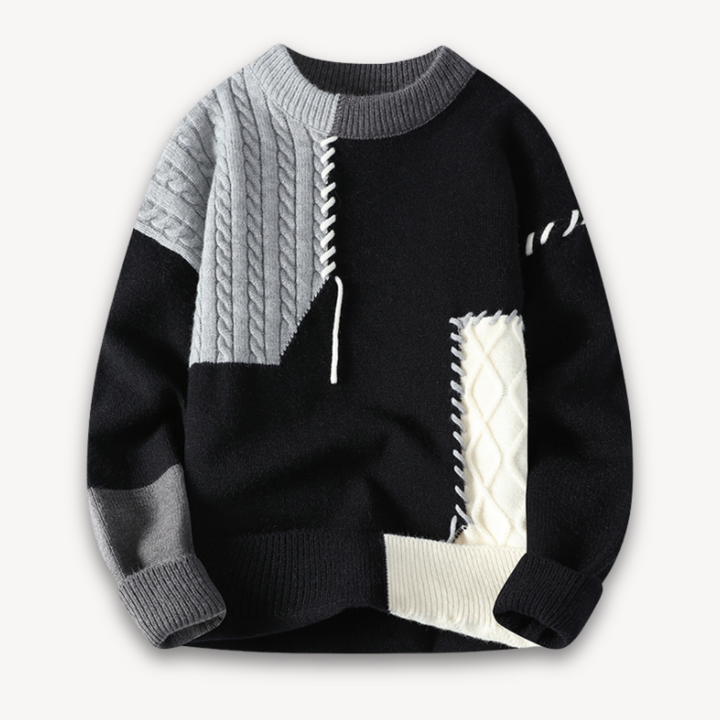 Loravelle | Men's Knitted Sweater with Distressed Design - Warm Casual Pullover - Winter Wear