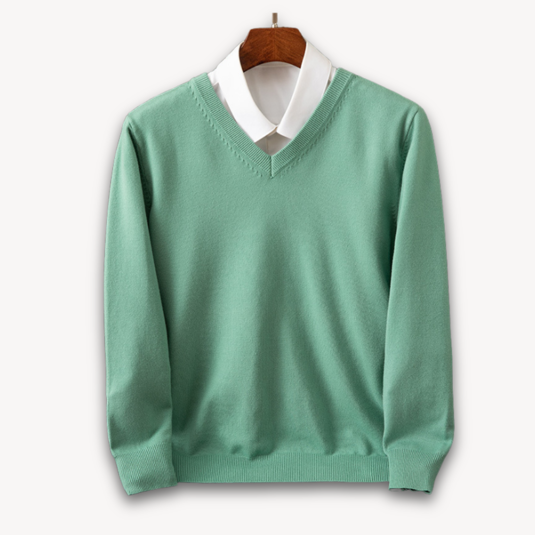 Loravelle | Men's Cashmere V-Neck Sweater - Slim Fit - Soft & Lightweight - Casual & Formal Wear - Adult Clothing