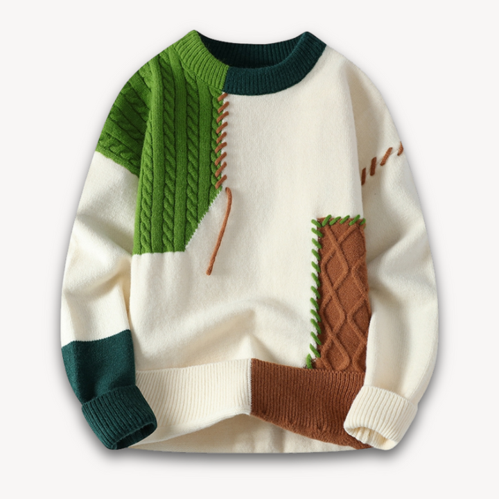 Loravelle | Men's Knitted Sweater with Distressed Design - Warm Casual Pullover - Winter Wear