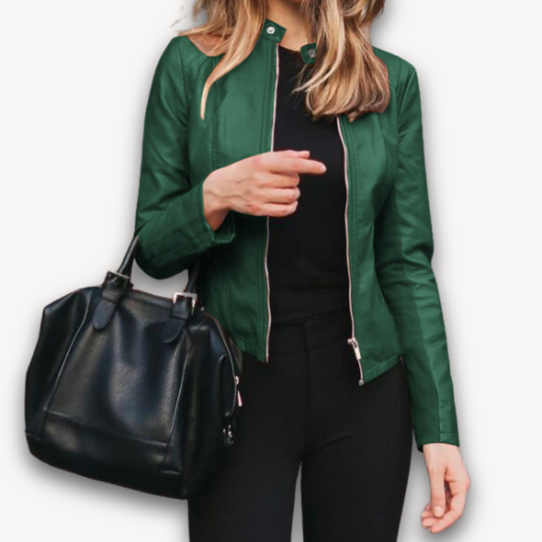 Loravelle | Women's Faux Leather Biker Jacket - Slim Fit -Motorcycle Style