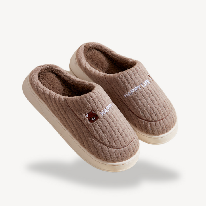 Orthopedic Unisex Plush Indoor Slippers with Embroidery | Loravelle