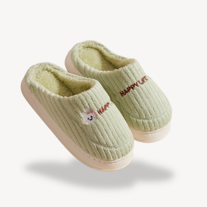 Orthopedic Unisex Plush Indoor Slippers with Embroidery | Loravelle