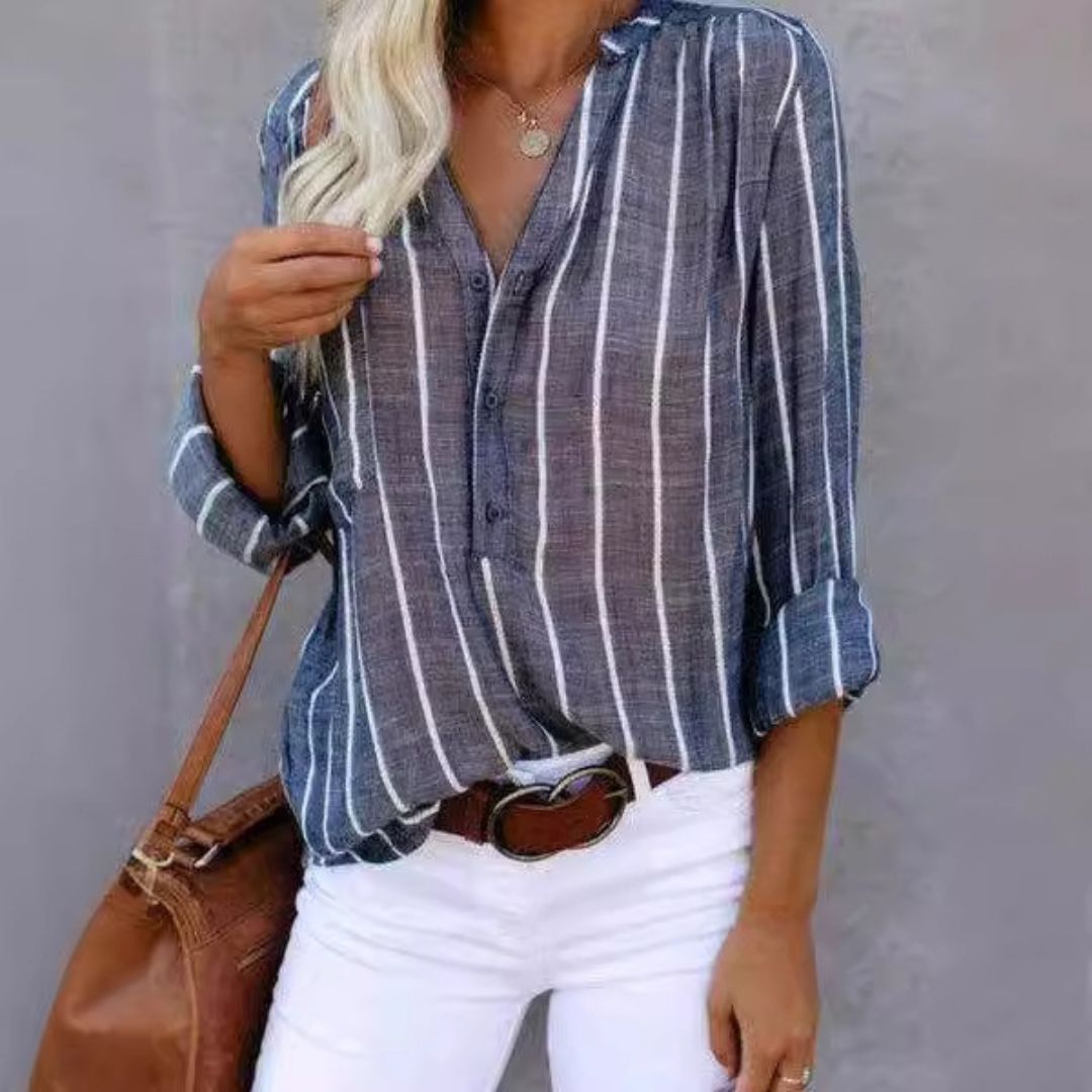 Cotton Blend Striped Shirt Women | Loravelle