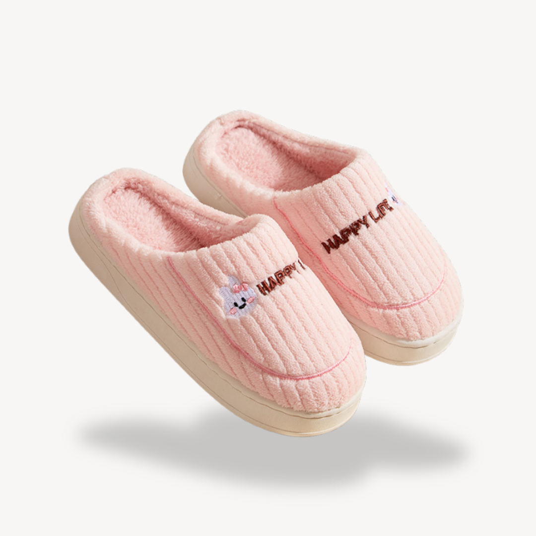 Orthopedic Unisex Plush Indoor Slippers with Embroidery | Loravelle