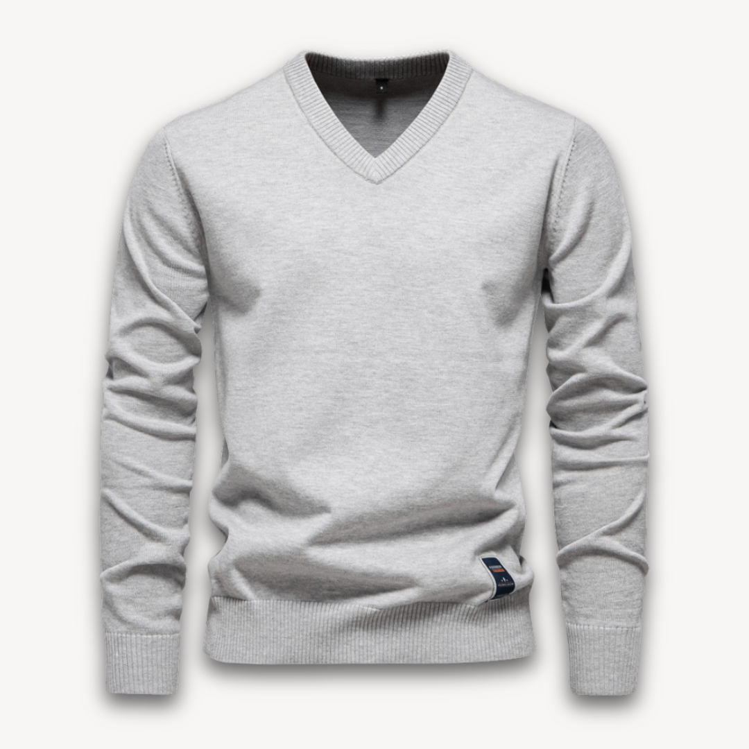 Loravelle | Men's V-Neck Sweater - Lightweight Cotton Blend Pullover for Adults - Classic Winter Wear