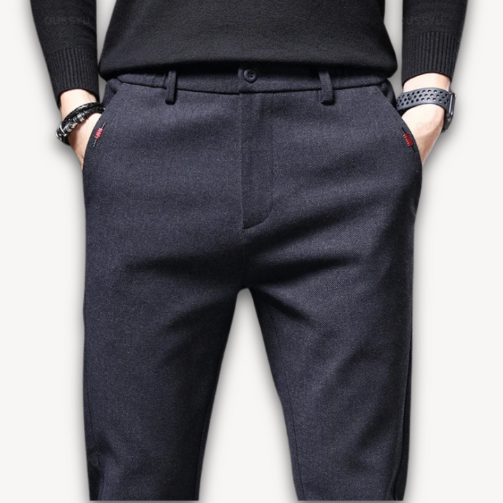 Loravelle | Men's Wool Blend Slim Fit Trousers - Casual Business Pants