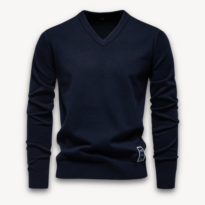 Loravelle | Men's V-Neck Sweater - Lightweight Cotton Blend Pullover for Adults - Classic Winter Wear