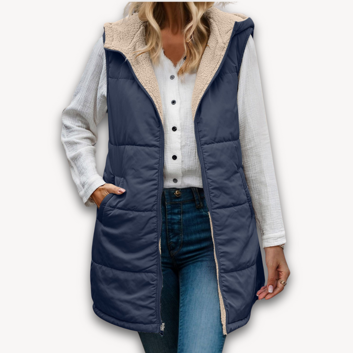 Loravelle | Women's Puffer Vest with Hood - Warm Sleeveless Jacket, Fleece Lined for Winter, Adult Casual Wear