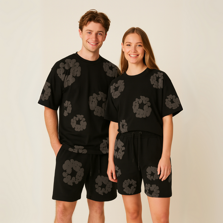 Cotton Wreath Floral Tee & Shorts Set Unisex | Loravelle