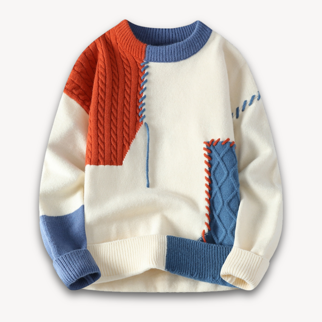 Loravelle | Men's Knitted Sweater with Distressed Design - Warm Casual Pullover - Winter Wear