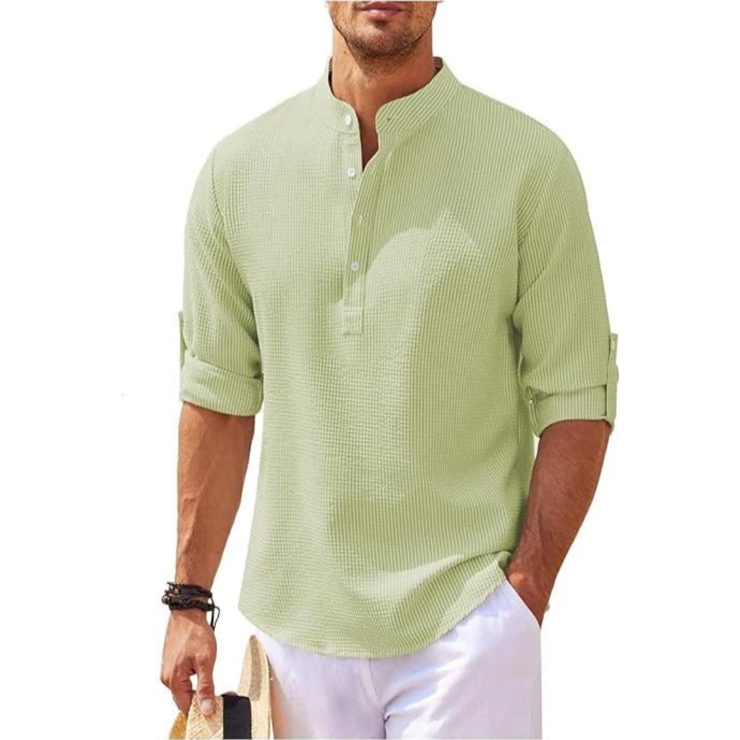 Men's Casual Linen Stand Collar Shirt | Loravelle