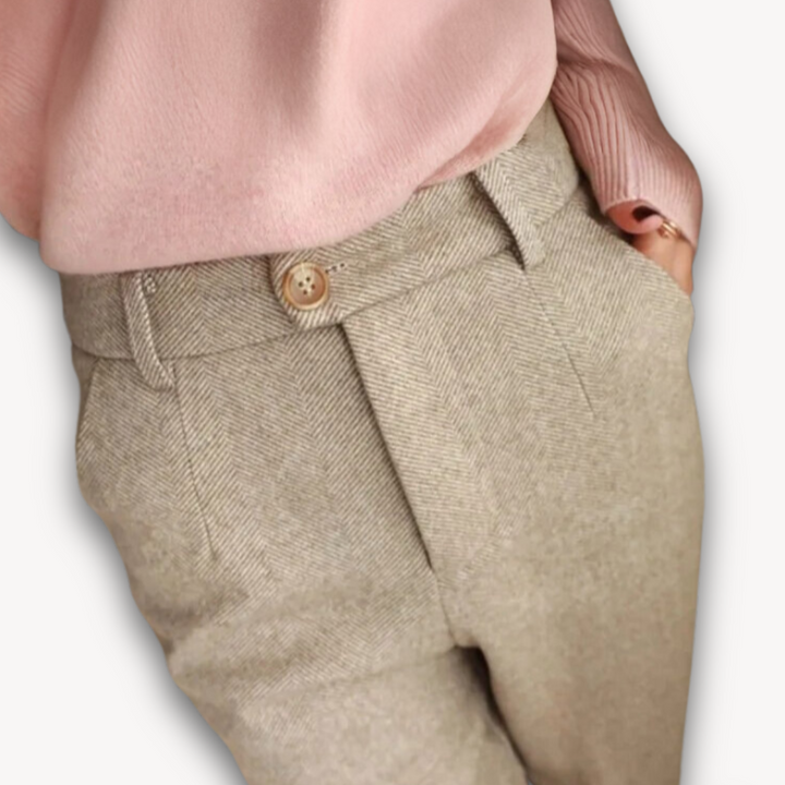 Loravelle | Women's Wool Harem Pants - High Waist Casual Office Trousers for Autumn & Winter