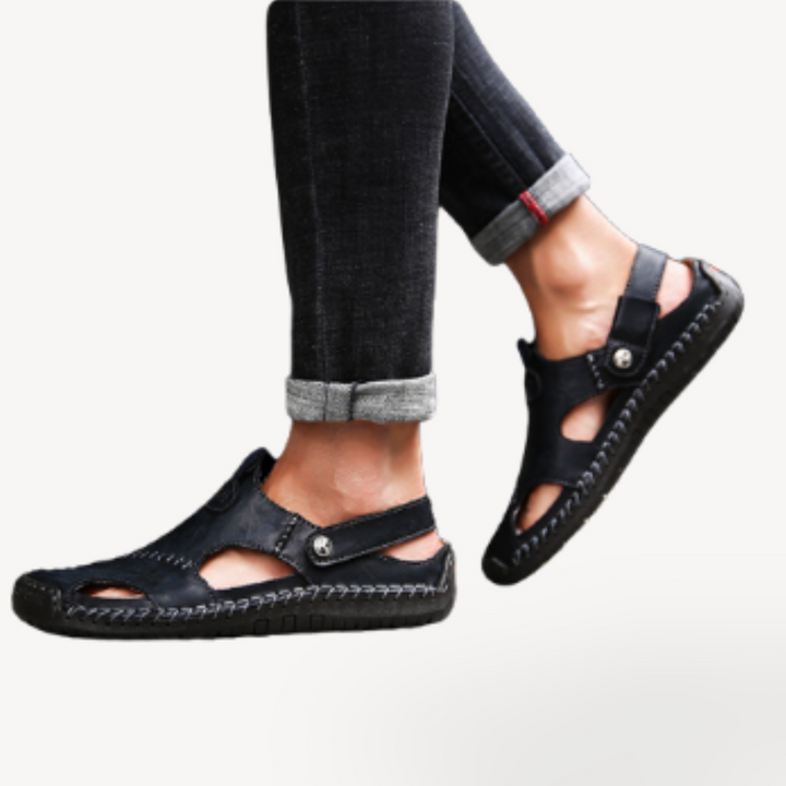 Men's Leather Closed Toe Fisherman Sandals | Loravelle