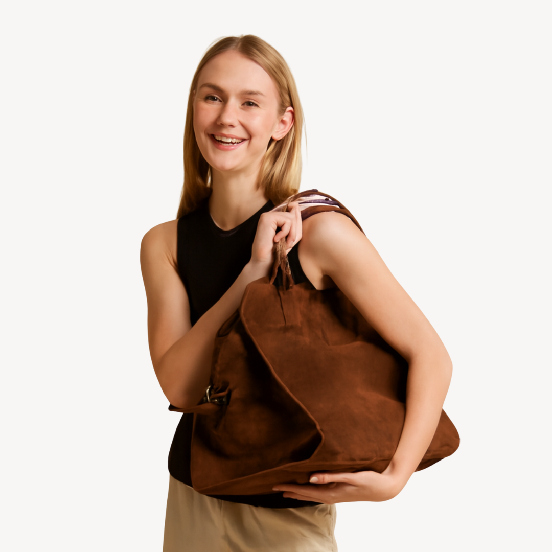 Women's Brown Suede Leather Tote Bag | Loravelle