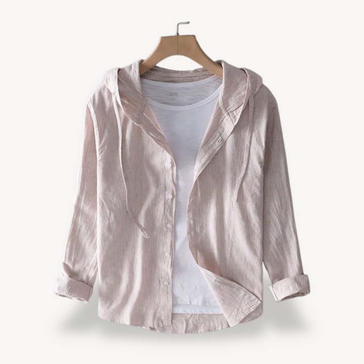 Long Sleeve Hooded Striped Shirt Men | Loravelle