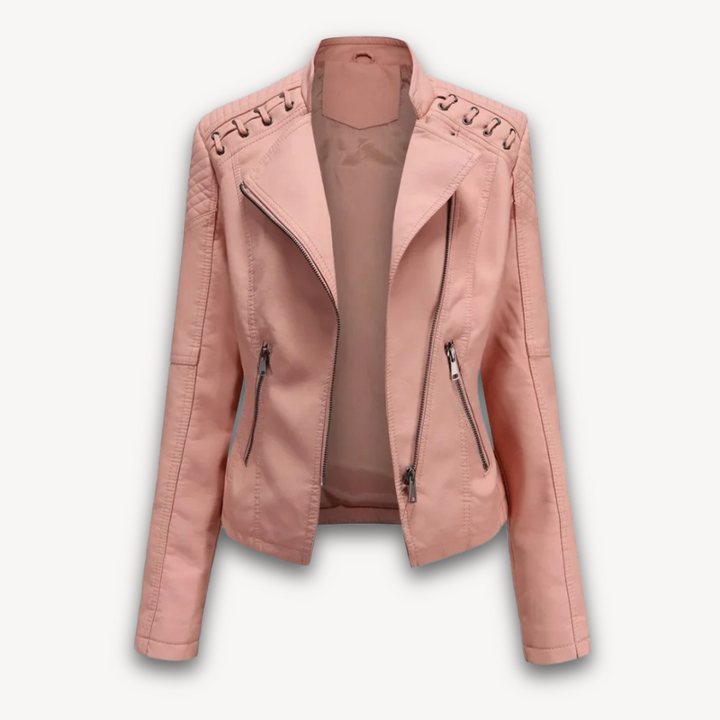 Loravelle | Women's Faux Leather Jacket - Slim Fit Moto Biker Style, Adult Fashion Outerwear