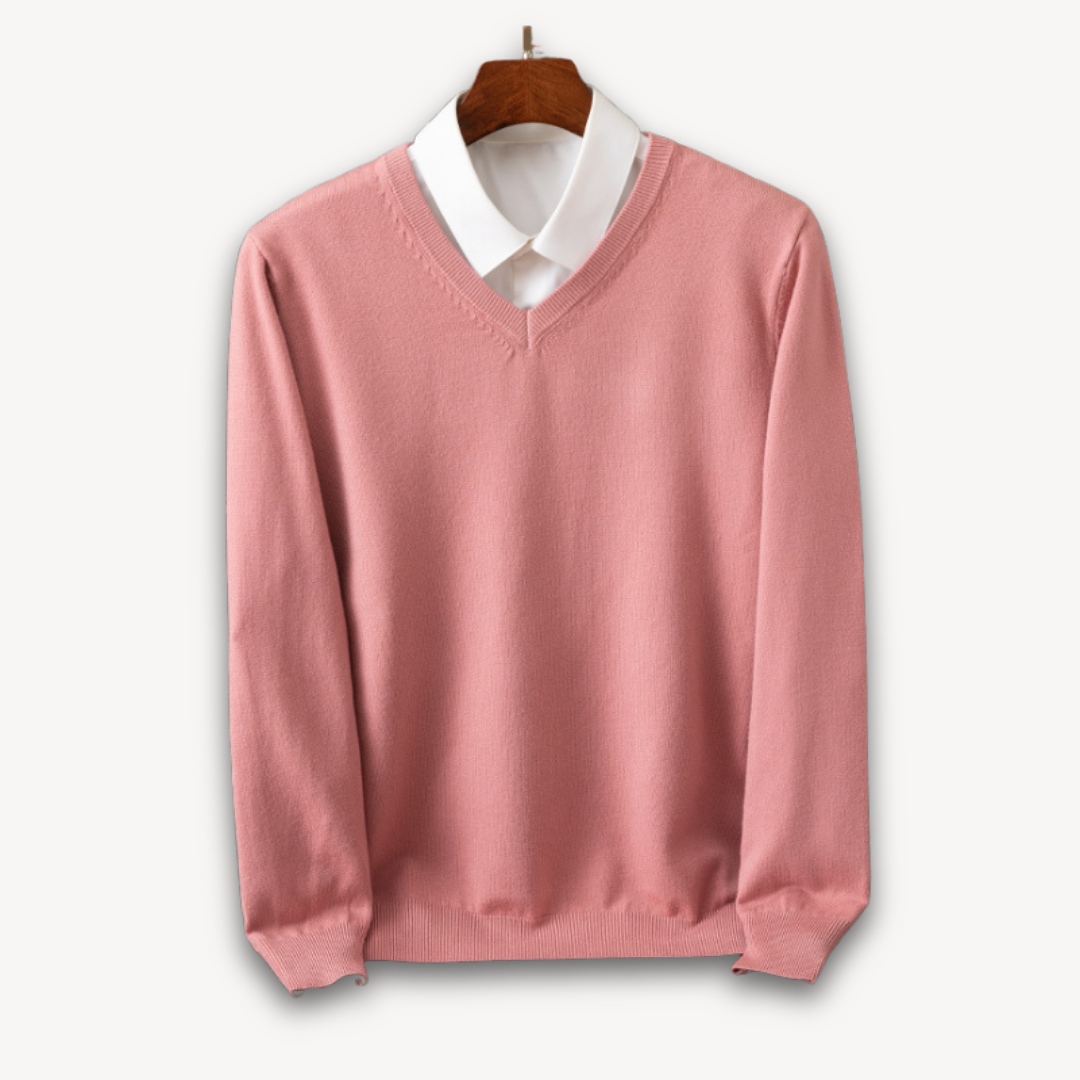 Loravelle | Men's Cashmere V-Neck Sweater - Slim Fit - Soft & Lightweight - Casual & Formal Wear - Adult Clothing